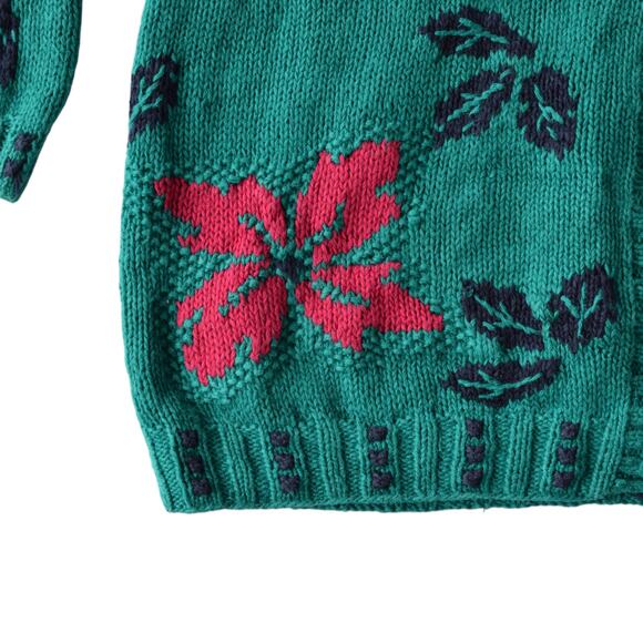 Vintage Oversized Cardigan in Turquoise and Hot Pink Floral Knit - Picture 4 of 8